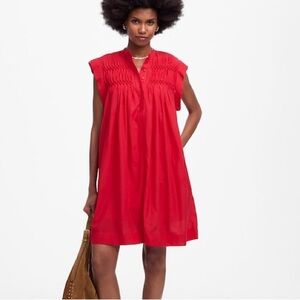 Madewell Embroidered Pleated Mini Dress
